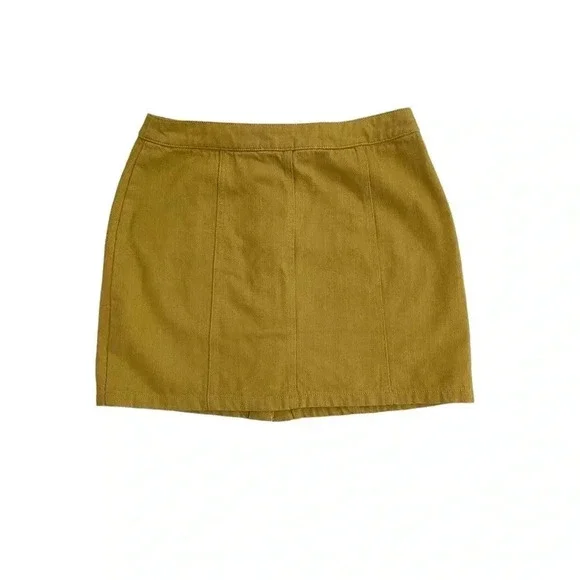 Newbury Kustom - Button Front Mustard Yellow Mini Skirt Size Small EUC - Picture 4 of 6